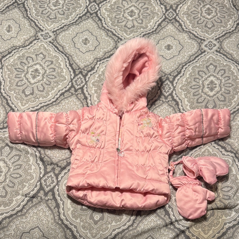 Cozy Pink Baby Jacket with Mittens